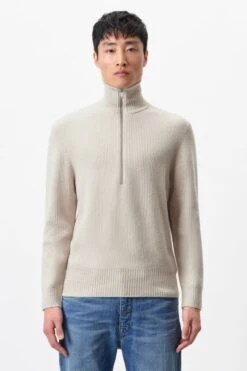 Drykorn Geschäft 34 DRYKORN Gerippter Half-Zip Pullover In Baumwoll-Mix Beige