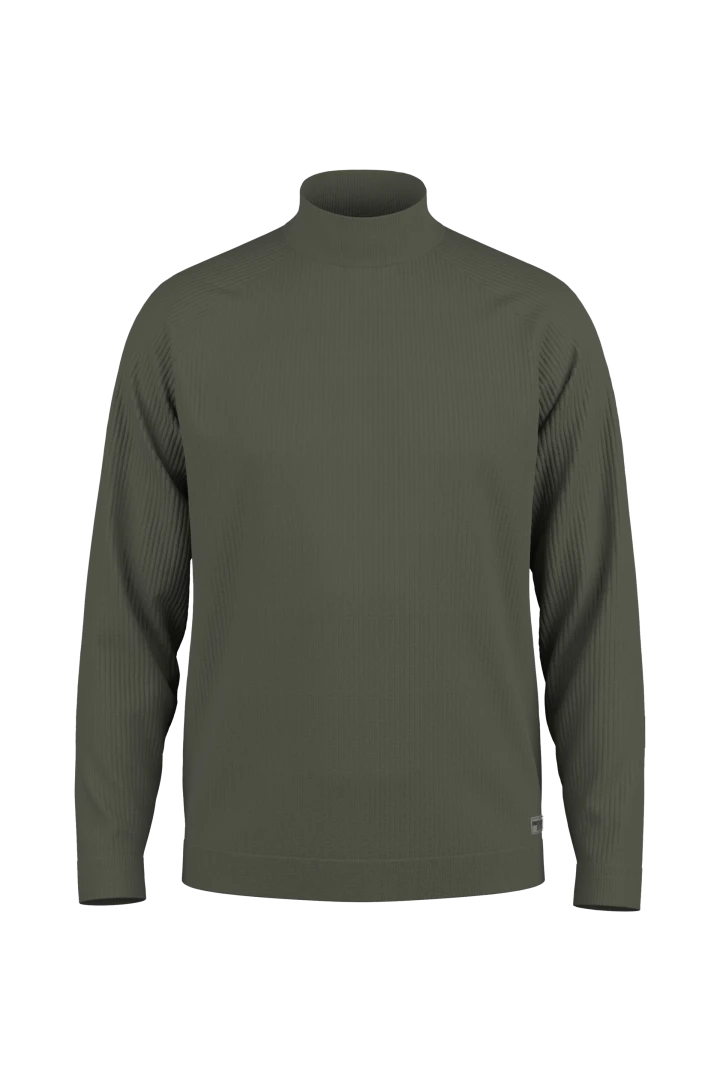 Raglan Pullover Mit Stehkragen In Gestrickter Milano Rippe Grün - Image 5