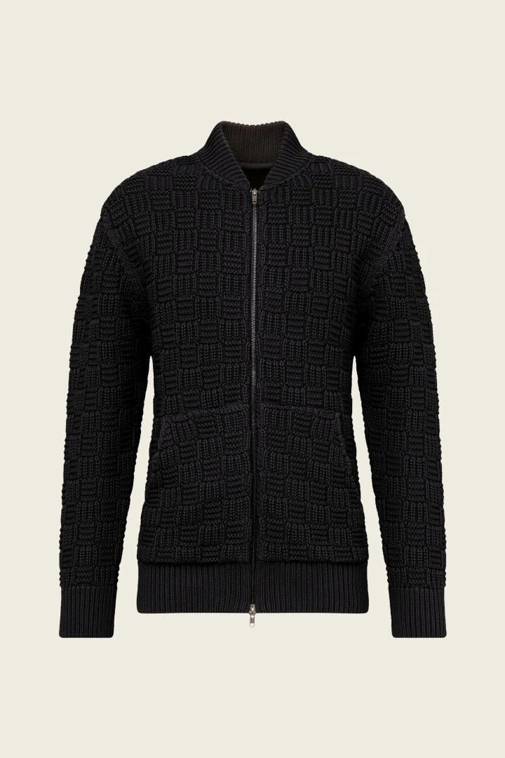 Strick Bomberjacke Mit Struktur Schwarz 7 Strick Bomberjacke Mit Struktur Schwarz - Image 5