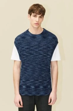 DRYKORN Rundhals Pullunder Aus Baumwolle In Denim Look Blau