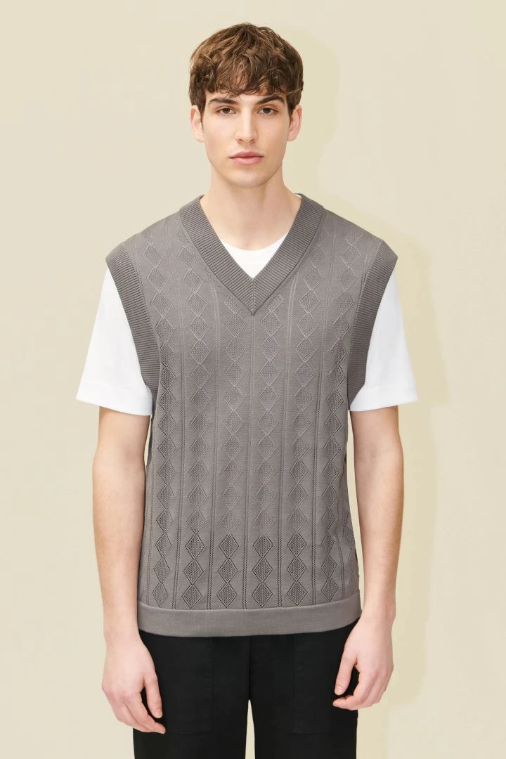 DRYKORN V-Neck Pullunder Aus Merzerisierter Baumwolle Grau 2 DRYKORN V-Neck Pullunder Aus Merzerisierter Baumwolle Grau