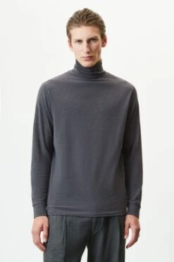 DRYKORN Turtleneck Shirt In Baumwoll-Jersey Grau