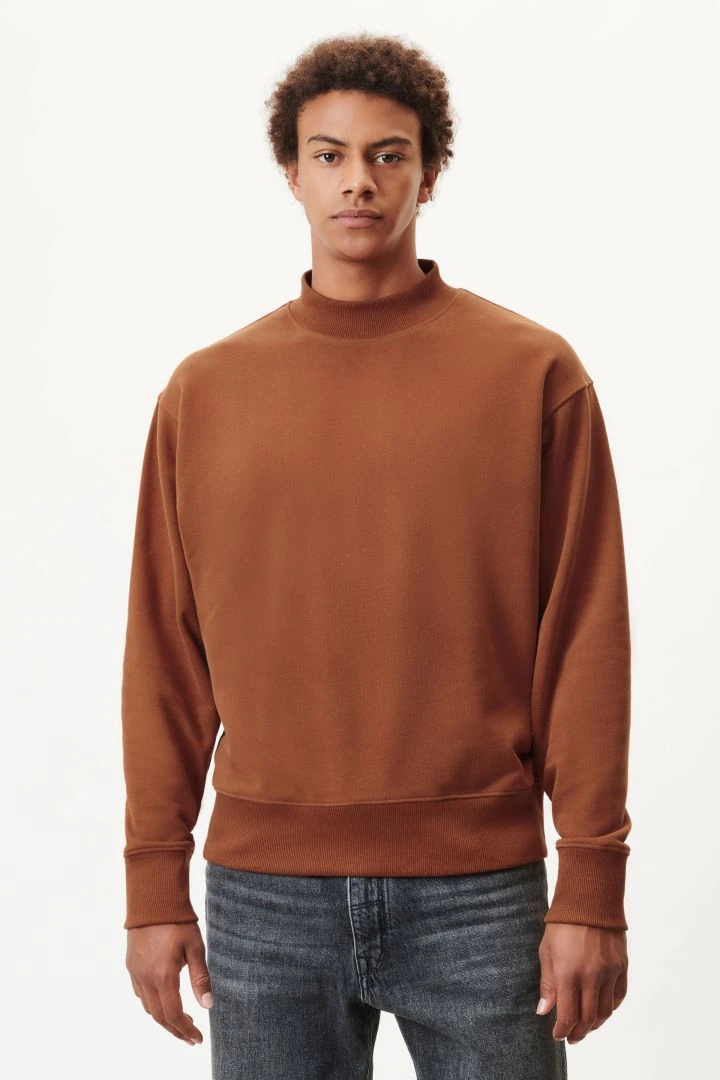 DRYKORN Sweatshirt Mit Stehkragen In Gebrushtem French Terry Orange 3 DRYKORN Sweatshirt Mit Stehkragen In Gebrushtem French Terry Orange