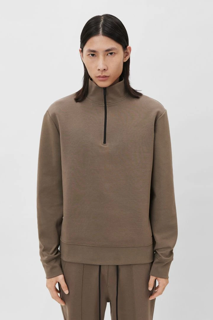 Halfzip Sweatshirt Aus Baumwoll-Mix Braun 3 Halfzip Sweatshirt Aus Baumwoll-Mix Braun