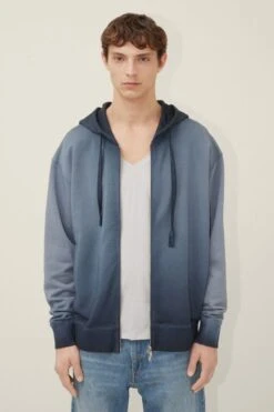 DRYKORN Zip-Hoody In Vintage Look Blau