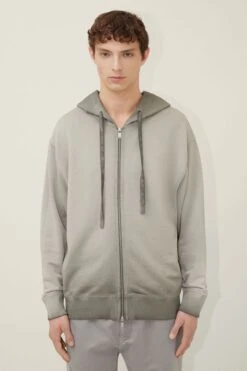 Zip-Hoody In Vintage Look Grau