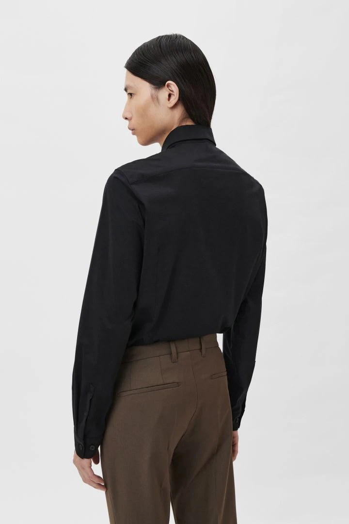 Klassisches Tight Fit Hemd Aus Elastischem Jersesy Schwarz 5 Klassisches Tight Fit Hemd Aus Elastischem Jersesy Schwarz - Image 3